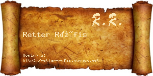 Retter Ráfis névjegykártya